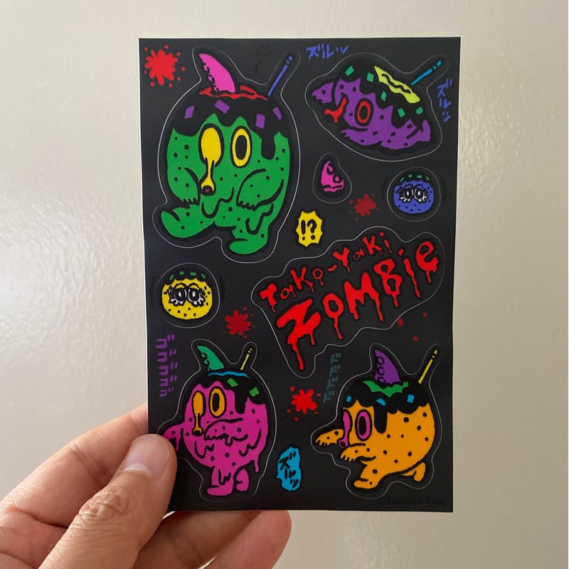 たこ焼きゾンビステッカー Tako-Yaki Zombie sticker sheet | M