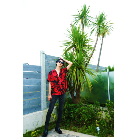 Hibiscus pattern short-sleeve shirt