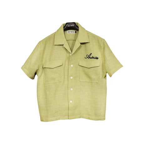 tweed square S/S shirt green