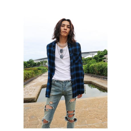 ombre check shirt blue