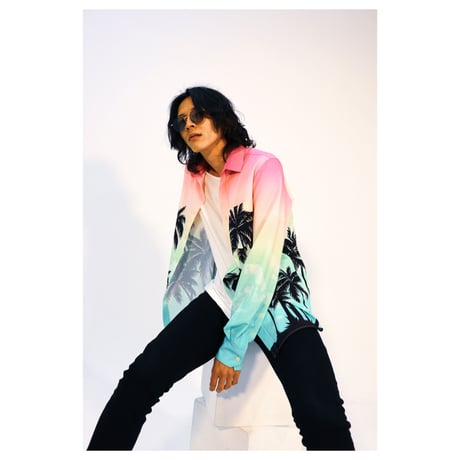 gradation palm tree shirt - sunrise