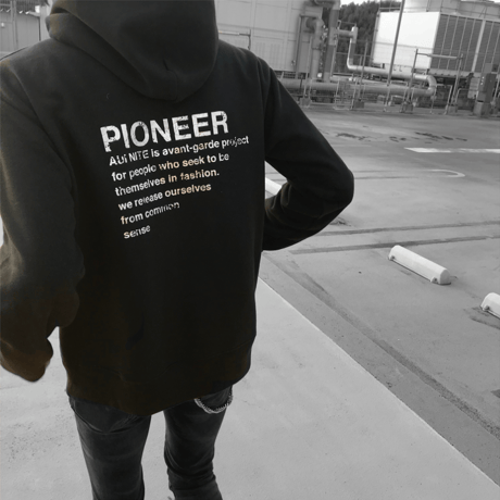 pioneer  project silver print hoodie