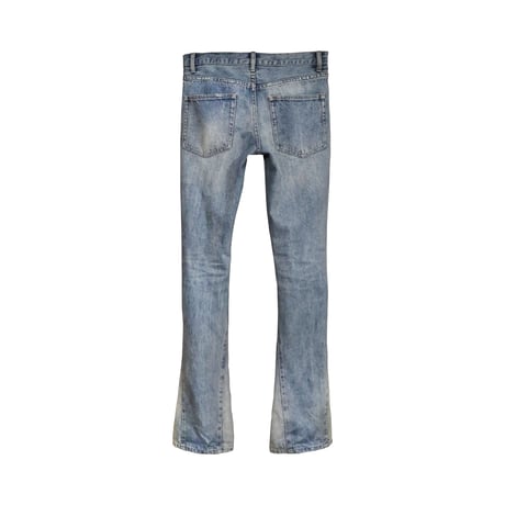 washed blue flare denim pants