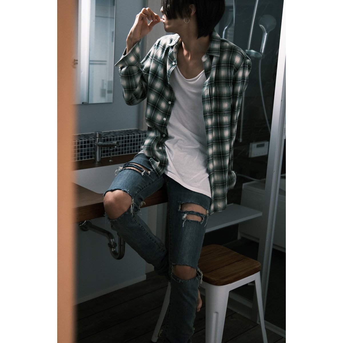 auinite Destroy skinny denim pants スキニー Destroy skinny denim pants | CheeekyKids CONCEP