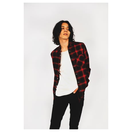 ombre check shirt red