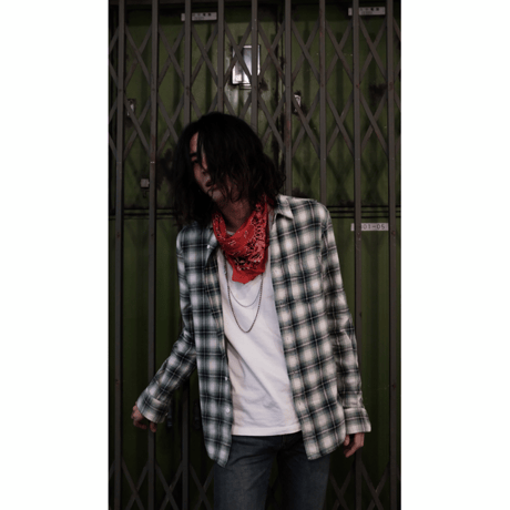 aging effect flannel check shirt