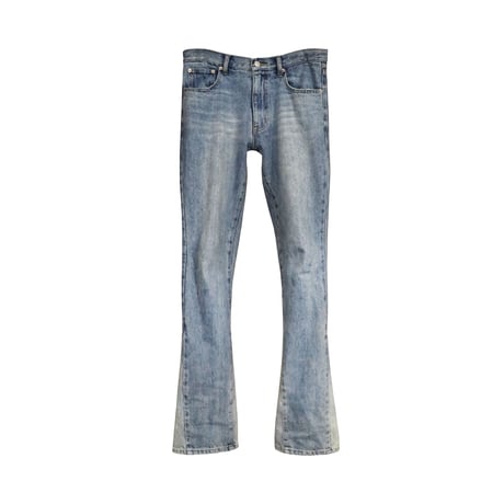 washed blue flare denim pants