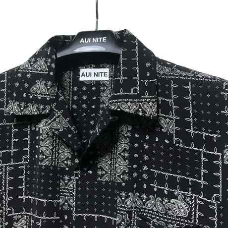 Paisley pattern short-sleeve shirt black