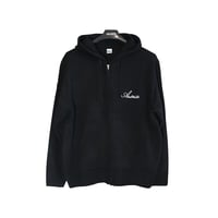 Embroidery logo full zip knit hoodie
