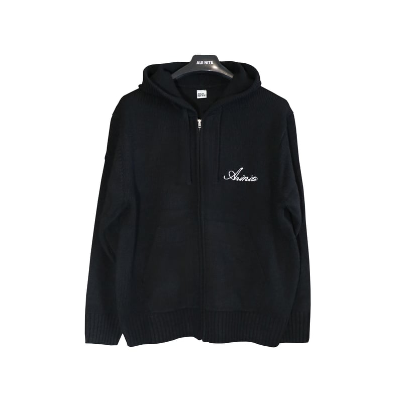 Embroidery logo full zip knit hoodie | CheeekyK