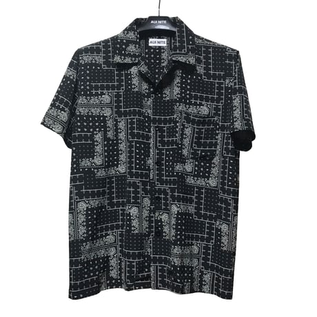 Paisley pattern short-sleeve shirt black