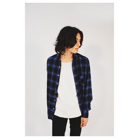 ombre check shirt blue