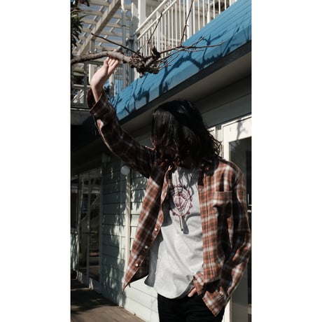aging effect flannel check shirt