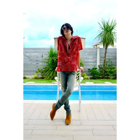 Paisley pattern short-sleeve shirt red