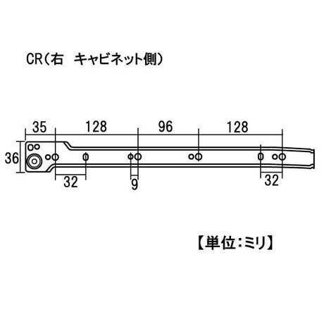762336：ヨーロピアンスライドレール　白　K1400-450