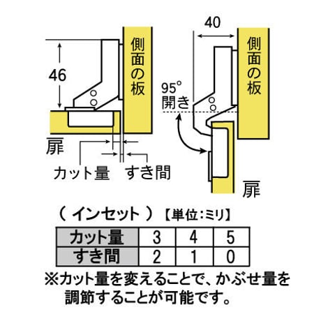 859515：スライド蝶番26インセット　キャッチ無　U200-0 MF-1