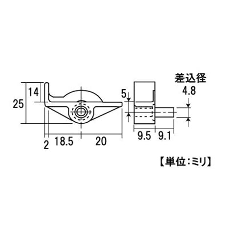 ストップ付差込ダボ　GM型　前部セット（左右1組入）