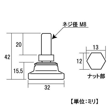 869370：アジャスター　SG-32　M8（首振り機構付）