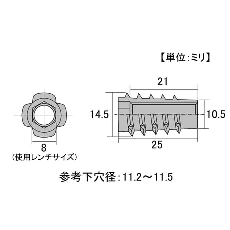 869157：オニメナットE　M8x25（4個入）
