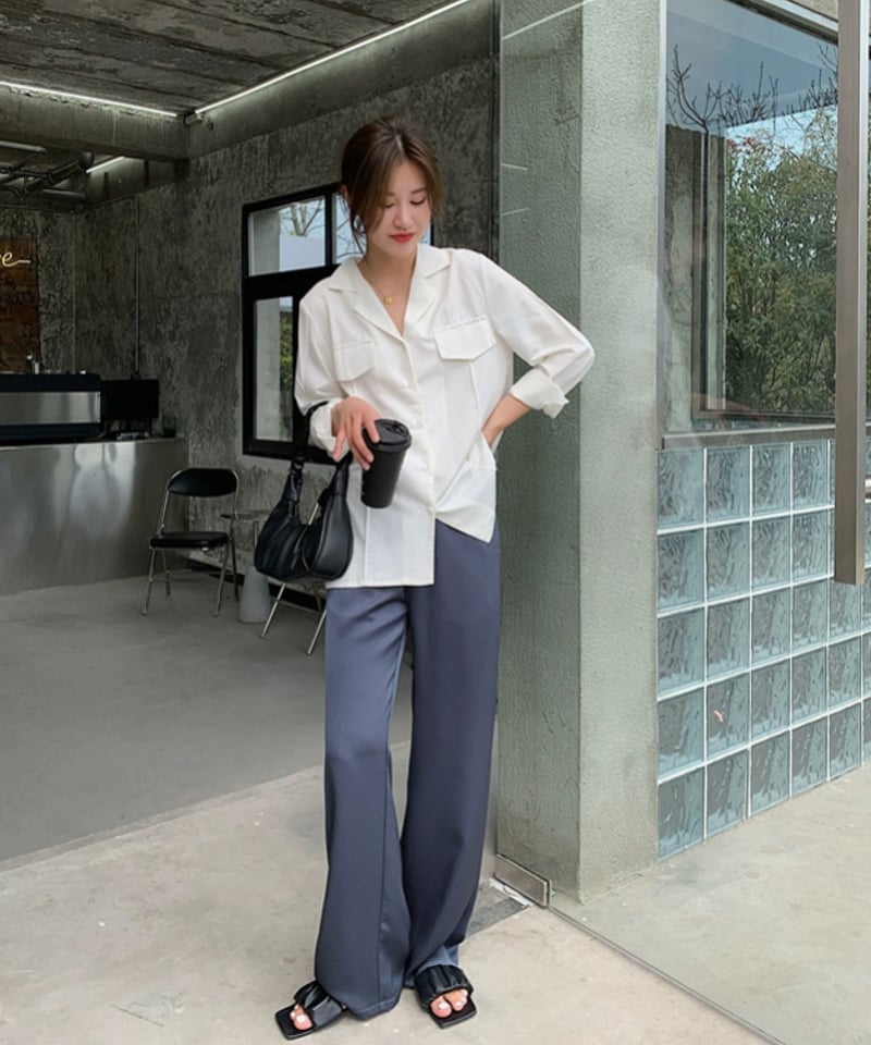 予約販売】シルクサテンリラックスパンツ#ネイビー | KISHIKA