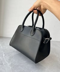 【予約販売】サイドベルトPUレザーミニボストンバッグ#ブラック