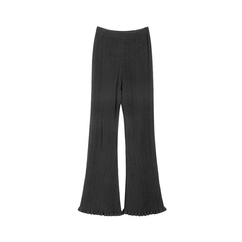 BLCK FRIDAY SALE【即納】フリルフレアニットパンツ#ブラック BLCK FRIDAY SALE【即納】フリルフレアニットパンツ#ブラック