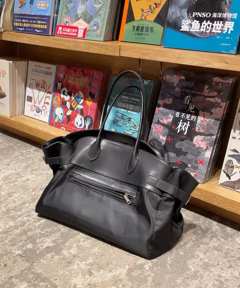 Lin-ku】美品リンク 『極』 ボストン ナイロン×レザー 大容量