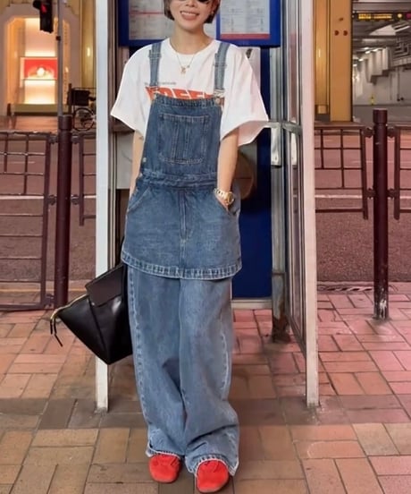 【予約販売】フェイクツーピース サロペット オーバーオール