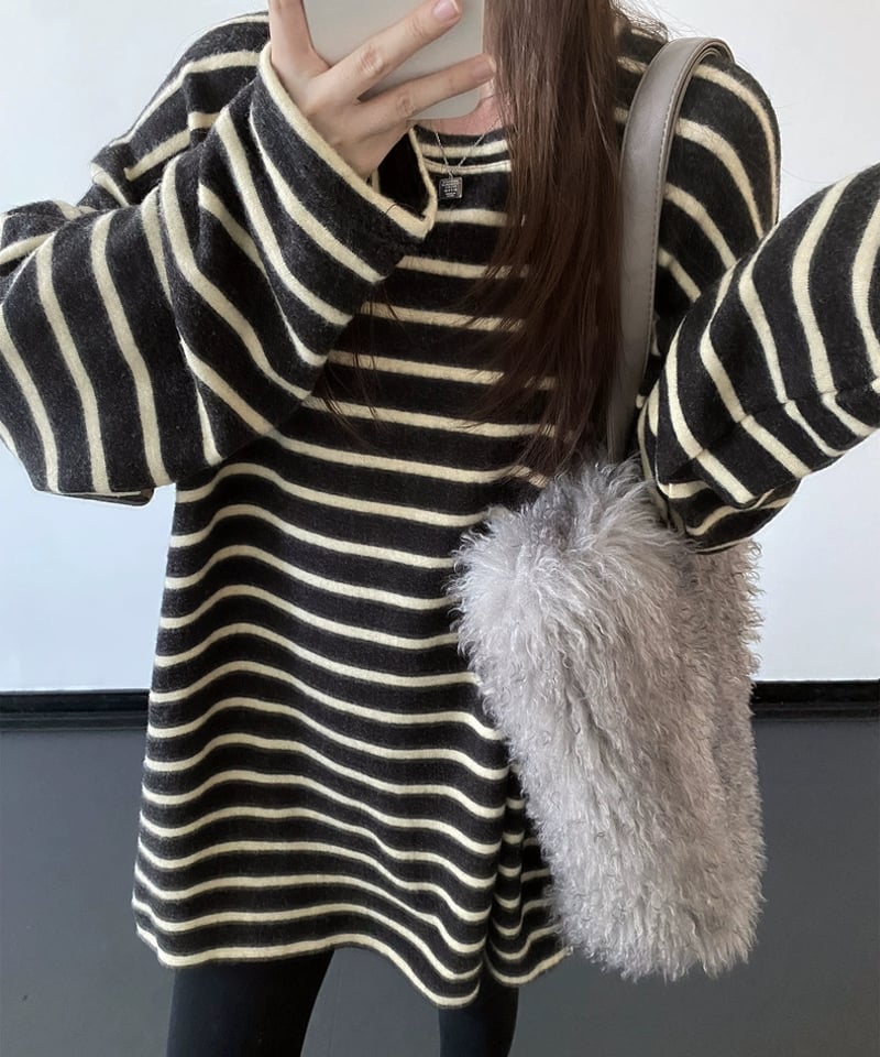 S*o様 butcherproductsボーダーニットサイズ36 atlastc 今だけ限定SALE【予約販売】オーバーサイズ ボーダー ニットTシャツ