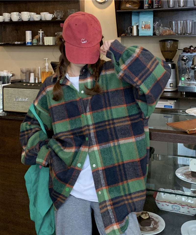 予約販売】チェック起毛シャツジャケット#グリーン | KISHIKA