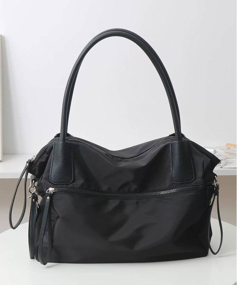 予約販売】大容量ジップデザインショルダーバッグ クロスベルト付