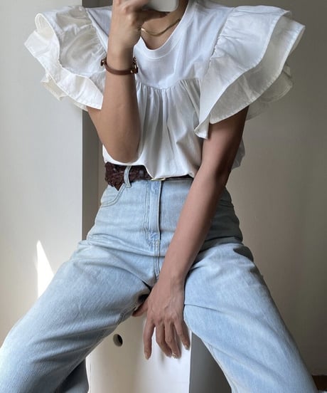 【予約販売】フリルスリーブTOPS#ホワイト