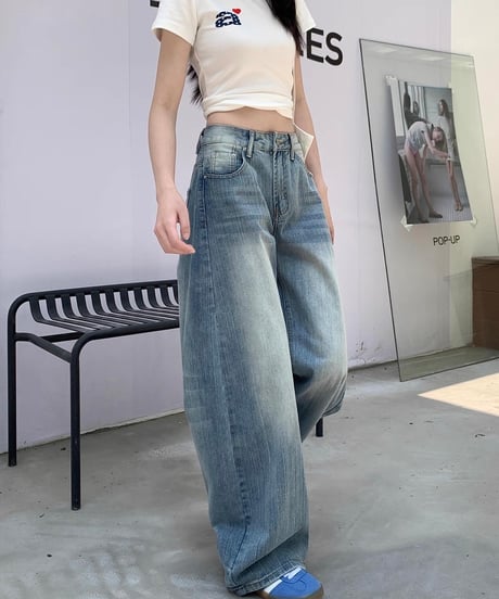 【予約販売】ビンテージウォッシュ バレルデニムパンツ