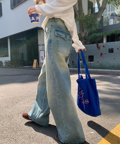 【予約販売】ビンテージウォッシュワイドデニムパンツ