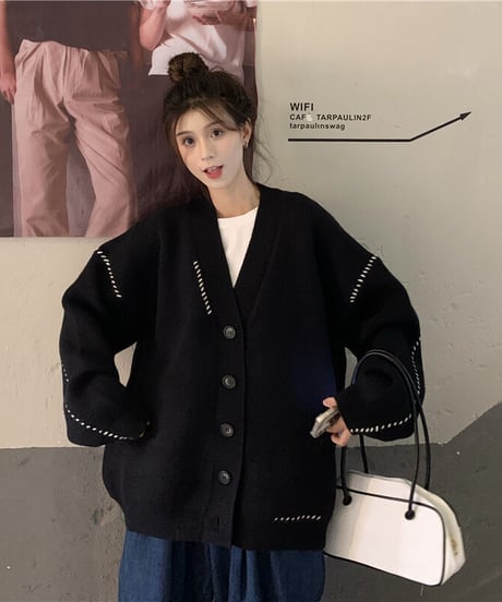 BLCK FRIDAY SALE【即納】ステッチニットカーディガン