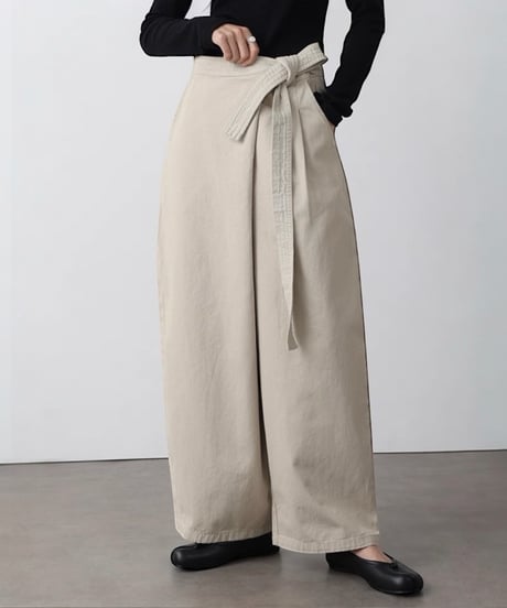 【予約販売】リボンベルト テーパードワイドパンツ
