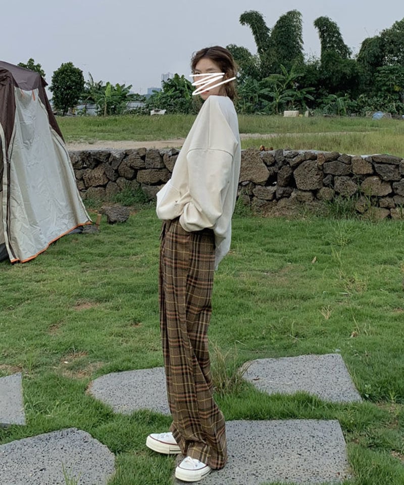 【PRADA】チェック ベルト付きパンツ☆SALE中 即納】レトロチェック柄パンツ ベルト付 | KISHIKA