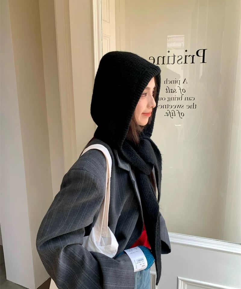anuke　Boucle Knit Hoodie　フードマフラー　バラクラバ 予約販売】バラクラバ ニットフードマフラー | KISHIKA