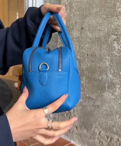 【予約販売】PUレザーWジップミニボストンバッグ #ブルー