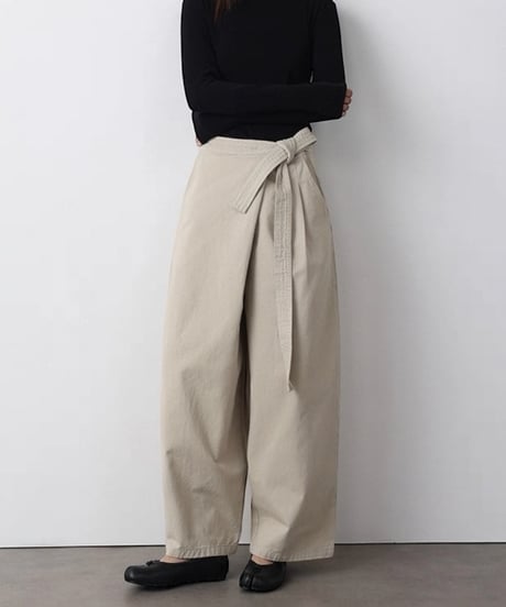 【予約販売】リボンベルト テーパードワイドパンツ