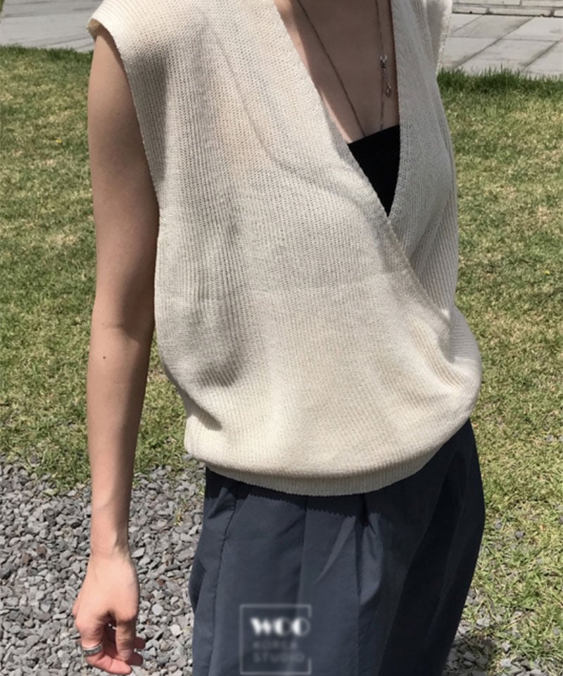 新品未使用 カシュクールニットベスト 即納】カシュクールニットベスト | KISHIKA