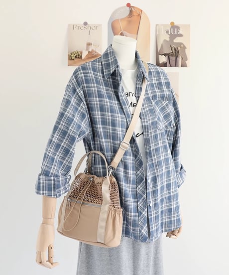【予約販売】メッシュ&ナイロン ストリングミニバッグ ショルダーベルト付