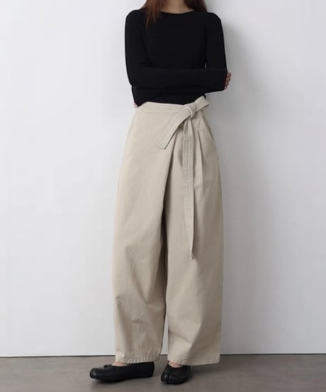 【予約販売】リボンベルト テーパードワイドパンツ