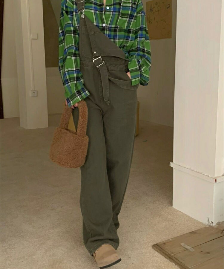 即納】デニムサロペット オーバーオール#カーキ | KISHIKA