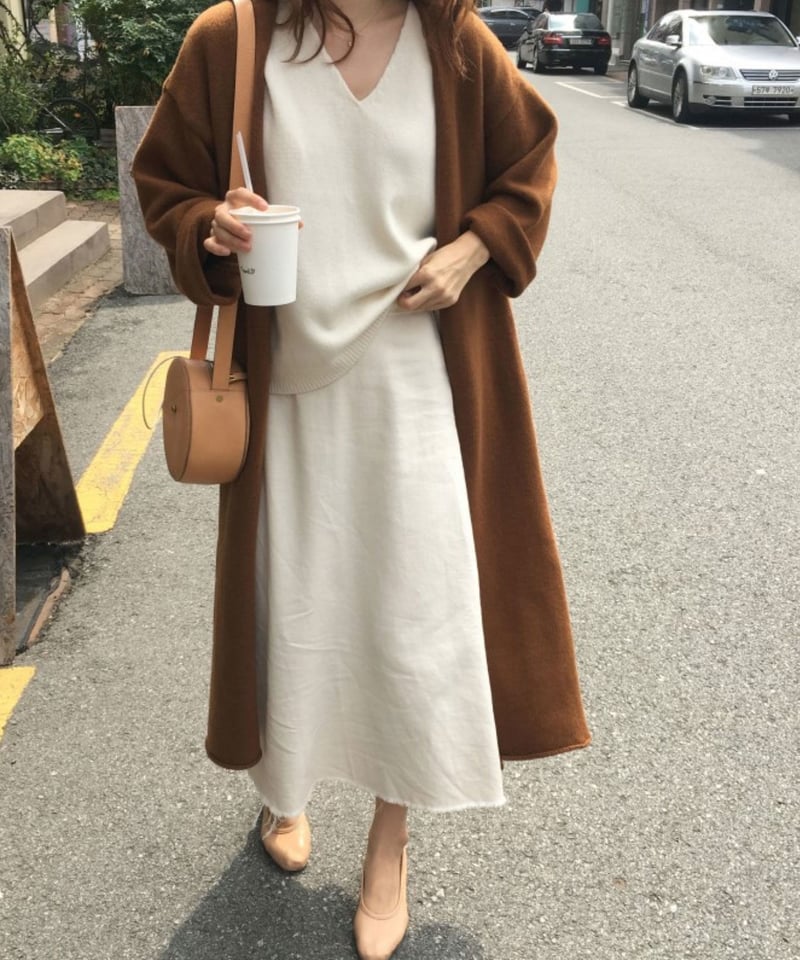 新品タグ付き　カシウエア ロングカーディガン 茶　ダークブラウン　 表記S/M カーディガン .-- SIMONE （ダークブラウン） -MANGO - マンゴ公式