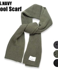 U.S.NAVY Wool Scarf USネイビー ウールスカーフ ミリタリー マフラー ニット リブニット