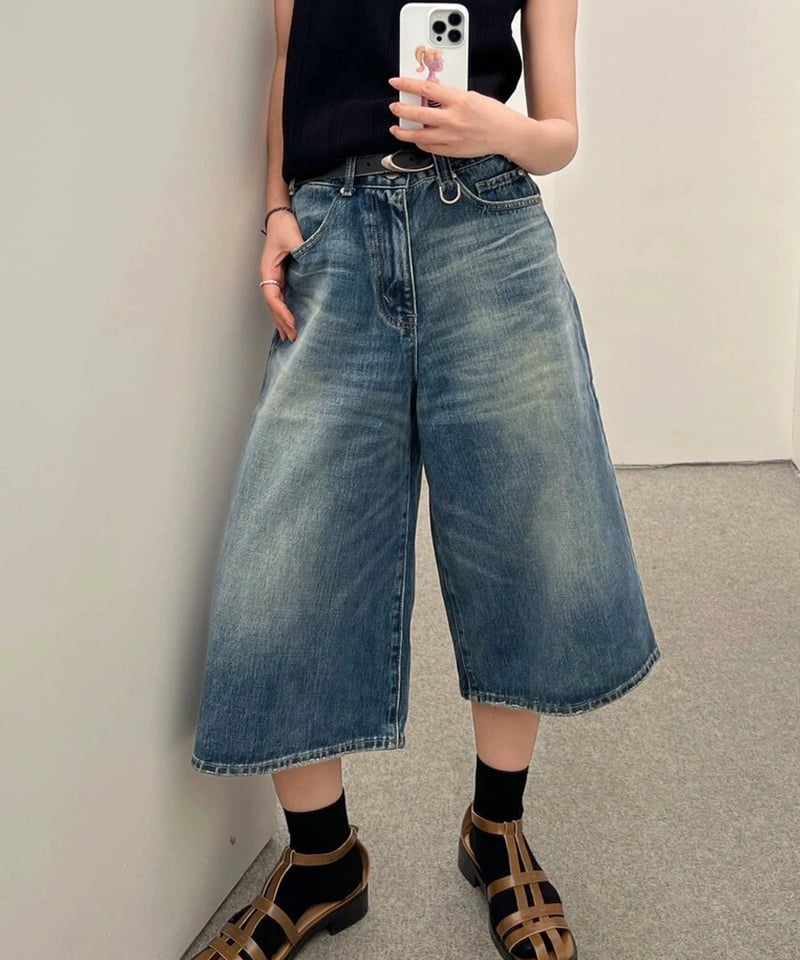 極美品 LIMI やわらかい feu 日本製 ウール 変形 ハーフパンツ 