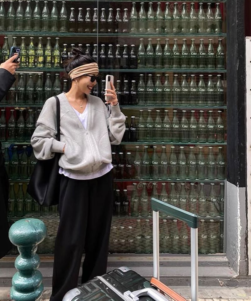 グレー Vネック ジップアップカーディガン 予約販売】 Vネックジップカーディガン#グレー | KISHIKA