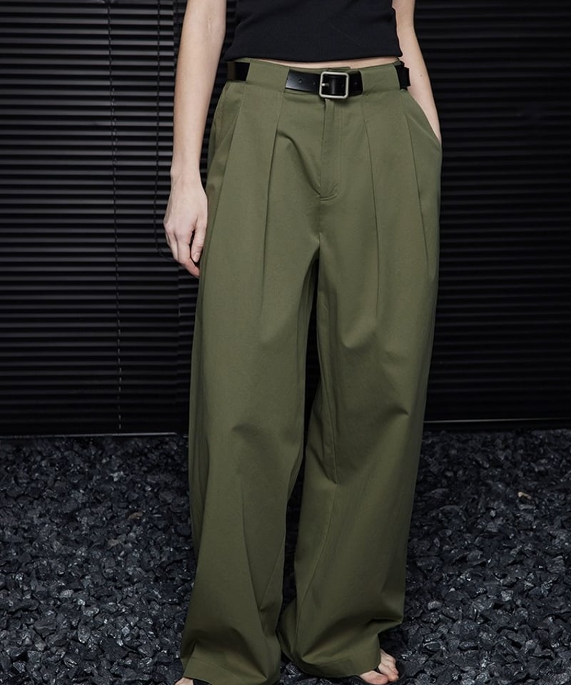 24ss【予約販売】ワークワイドタックパンツ#カーキ | KISHIKA 