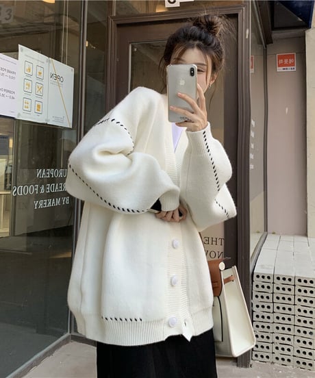 BLCK FRIDAY SALE【即納】ステッチニットカーディガン